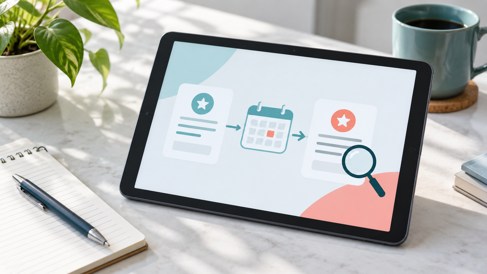 Illustration of a generic tablet screen comparing two subscription billing periods