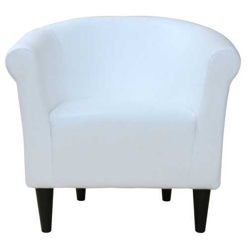 Modern Classic White Faux Leather Upholstered Club Chair – Contemporary Design