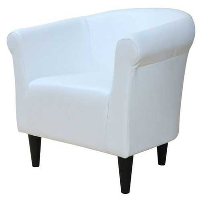 Modern Classic White Faux Leather Upholstered Club Chair – Contemporary Design