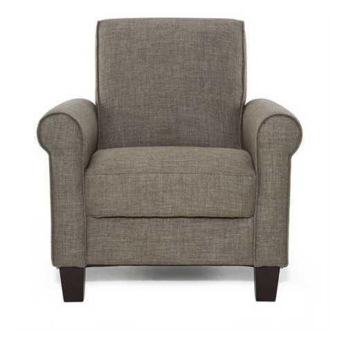 Moss Brown Fabric Upholstered Arm Chair with Wood Legs – Stylish Comfort for Any Space