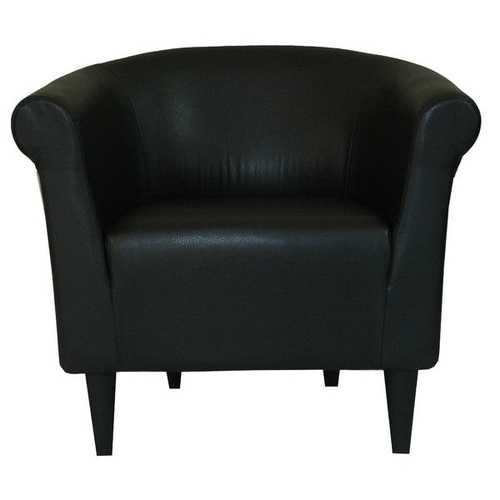 Contemporary Classic Black Faux Leather Upholstered Club Chair